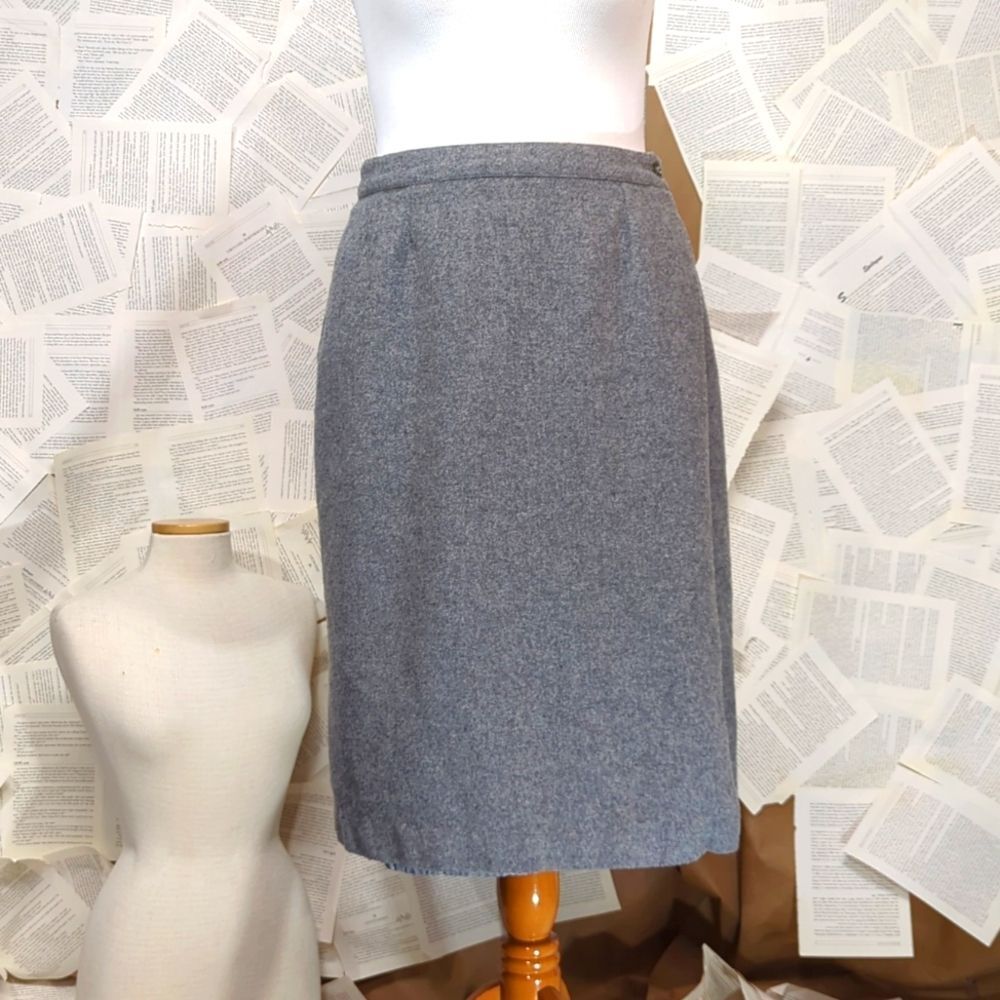 VTG LL Bean Wool Camel Hair Gray Wrap Skirt 20